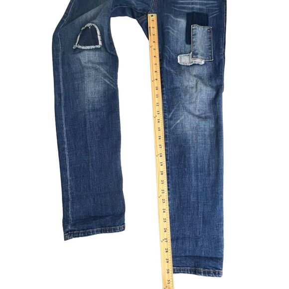 Cabi Womens Dark Wash Low Rise Patch Work Slim Boyfriend Jeans 4 - Picture 4 of 8